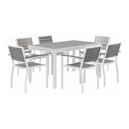 Kfi KFI Seating 7 Piece Outdoor Dining Set, Gray w/ White Frame OL5601WHGY-6-T3255WHGY
